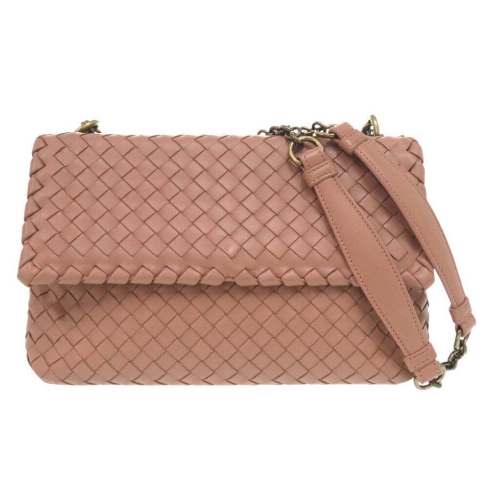 BOTTEGA VENETA Pink Leather Intrecciato Shoulder Bag